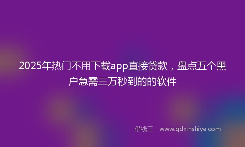 2025年热门不用下载app直接贷款，盘点五个黑户急需三万秒到的的软件