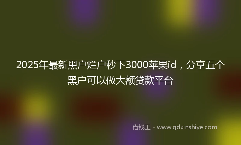 2025年最新黑户烂户秒下3000苹果id，分享五个黑户可以做大额贷款平台