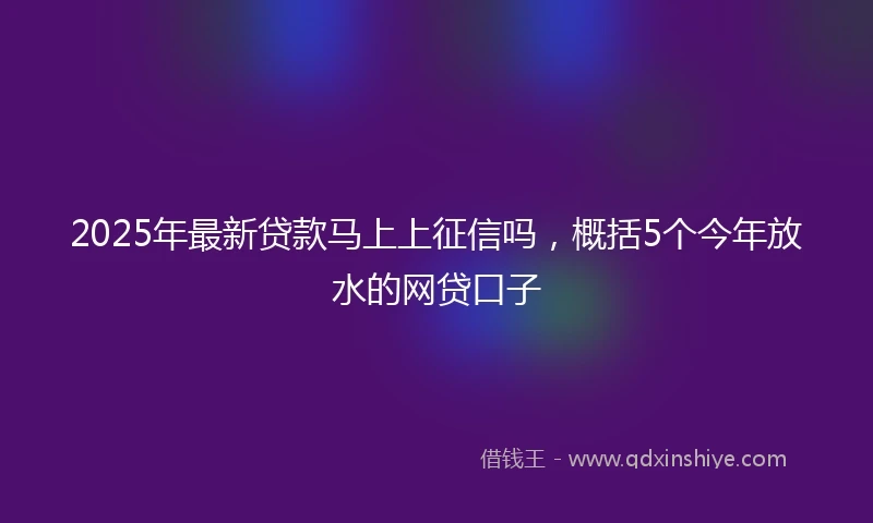 2025年最新贷款马上上征信吗，概括5个今年放水的网贷口子