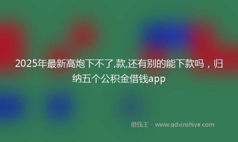 2025年最新高炮下不了,款,还有别的能下款吗，归纳五个公积金借钱app