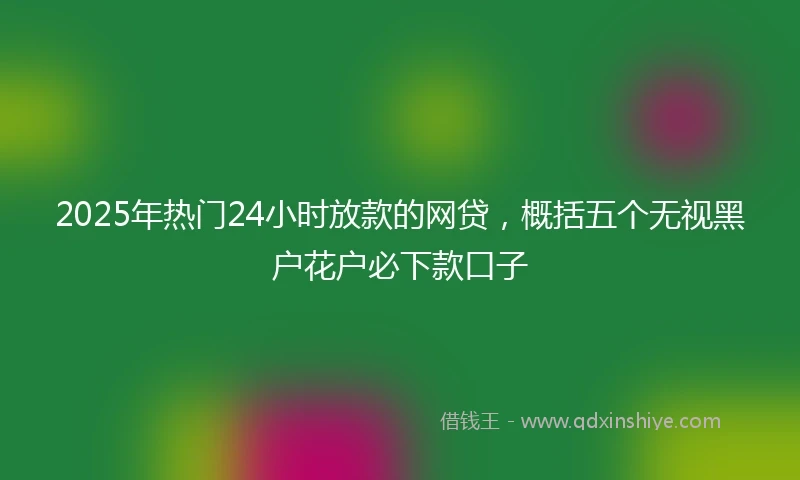 2025年热门24小时放款的网贷，概括五个无视黑户花户必下款口子