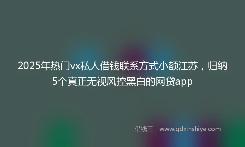 2025年热门vx私人借钱联系方式小额江苏，归纳5个真正无视风控黑白的网贷app