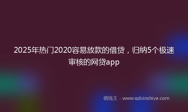 2025年热门2020容易放款的借贷，归纳5个极速审核的网贷app