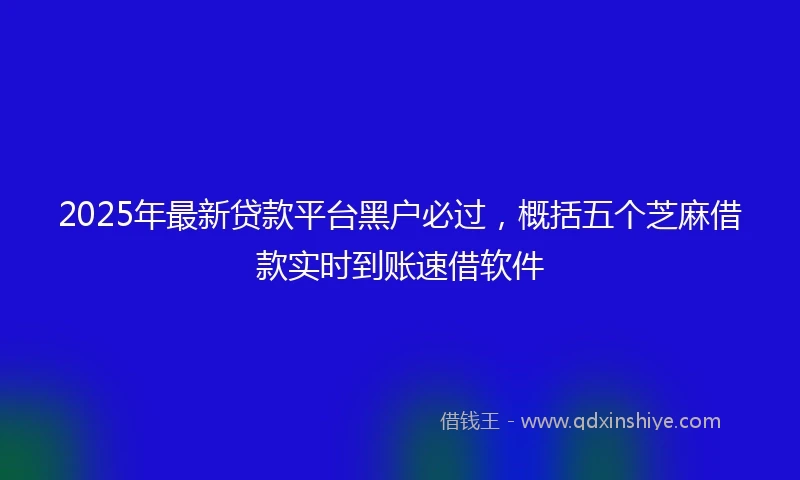 2025年最新贷款平台黑户必过，概括五个芝麻借款实时到账速借软件