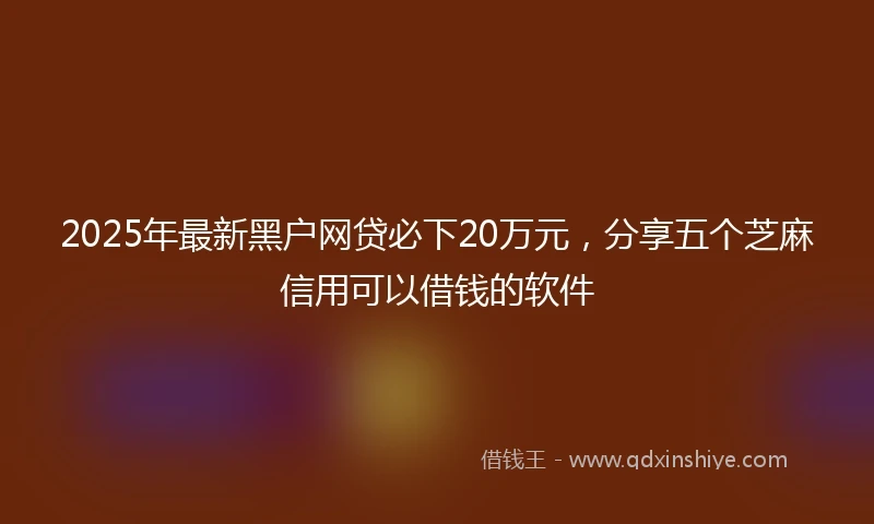 2025年最新黑户网贷必下20万元，分享五个芝麻信用可以借钱的软件