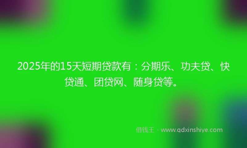 2025年的15天短期贷款有：分期乐、功夫贷、快贷通、团贷网、随身贷等。