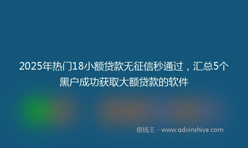 2025年热门18小额贷款无征信秒通过，汇总5个黑户成功获取大额贷款的软件