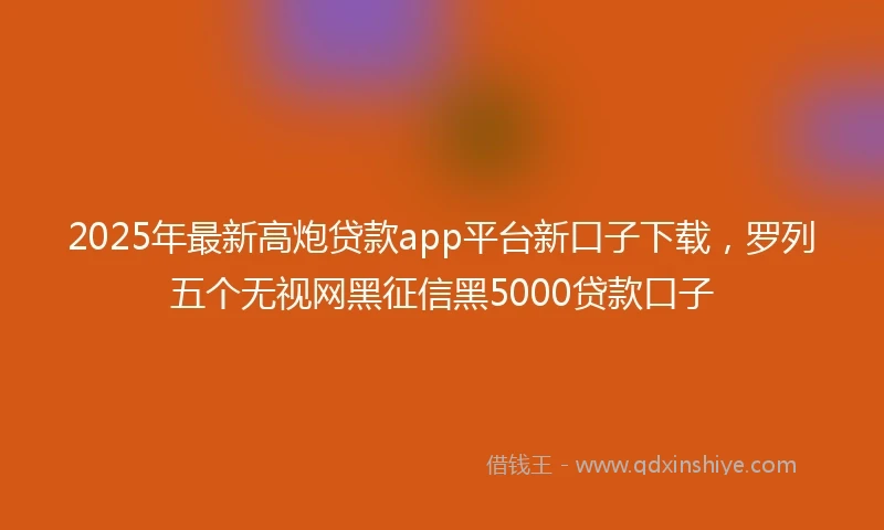 2025年最新高炮贷款app平台新口子下载，罗列五个无视网黑征信黑5000贷款口子