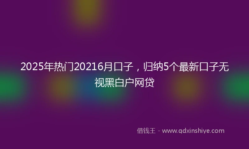 2025年热门20216月口子，归纳5个最新口子无视黑白户网贷