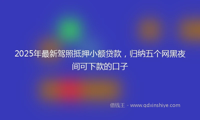 2025年最新驾照抵押小额贷款，归纳五个网黑夜间可下款的口子