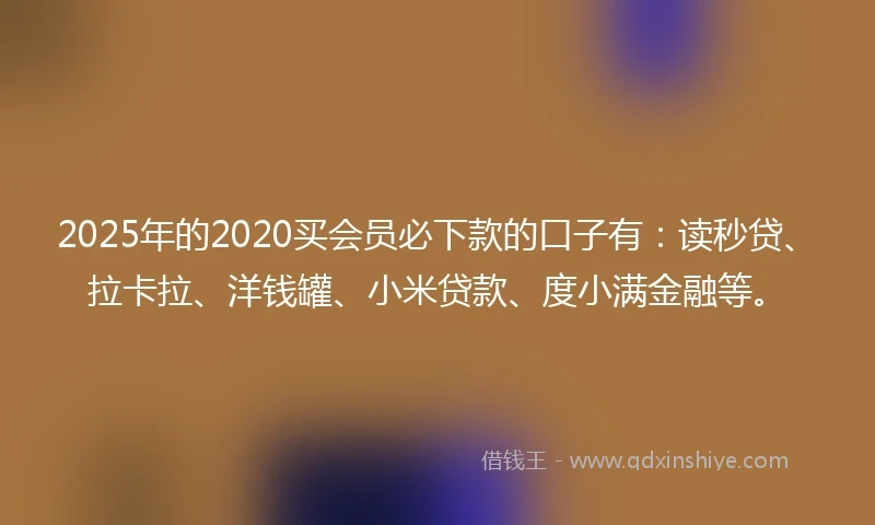 2025年的2020买会员必下款的口子有：读秒贷、拉卡拉、洋钱罐、小米贷款、度小满金融等。