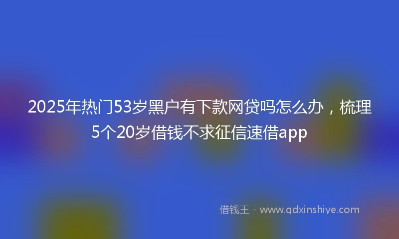 2025年热门53岁黑户有下款网贷吗怎么办，梳理5个20岁借钱不求征信速借app