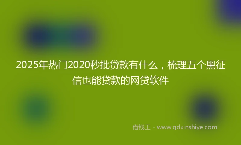 2025年热门2020秒批贷款有什么，梳理五个黑征信也能贷款的网贷软件