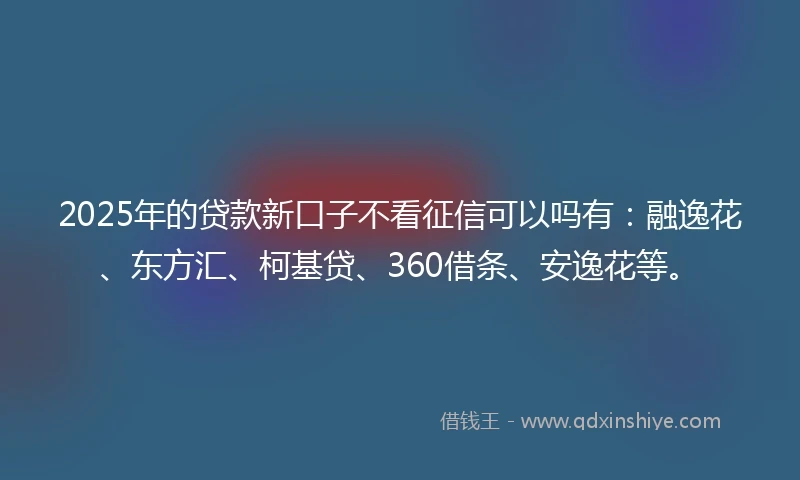 2025年的贷款新口子不看征信可以吗有：融逸花、东方汇、柯基贷、360借条、安逸花等。