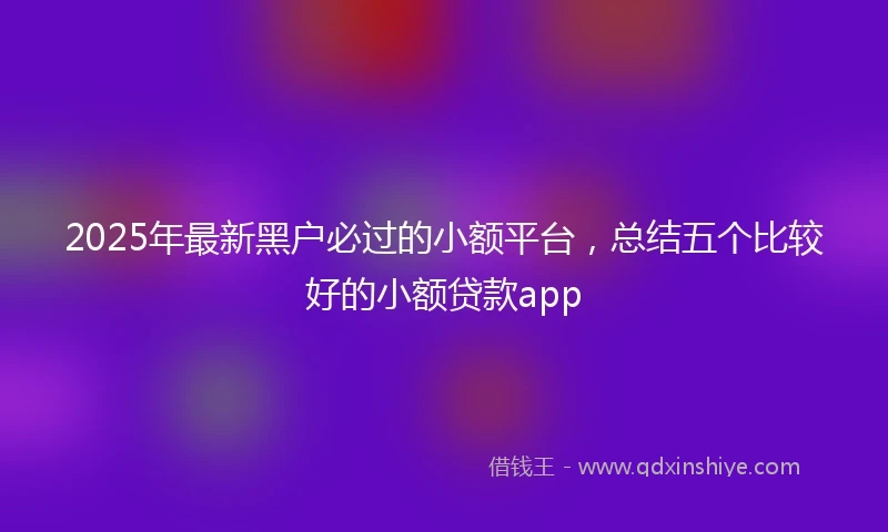 2025年最新黑户必过的小额平台，总结五个比较好的小额贷款app