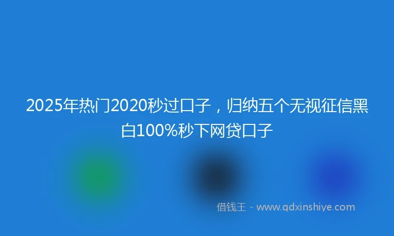2025年热门2020秒过口子，归纳五个无视征信黑白100%秒下网贷口子