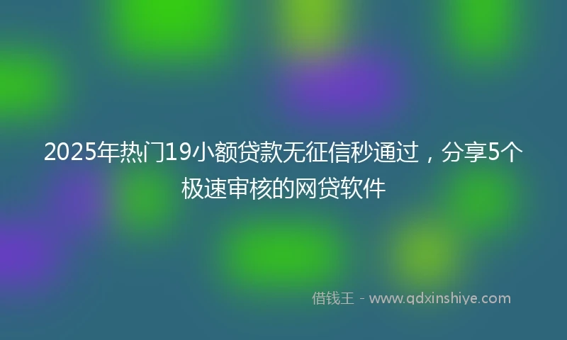 2025年热门19小额贷款无征信秒通过，分享5个极速审核的网贷软件