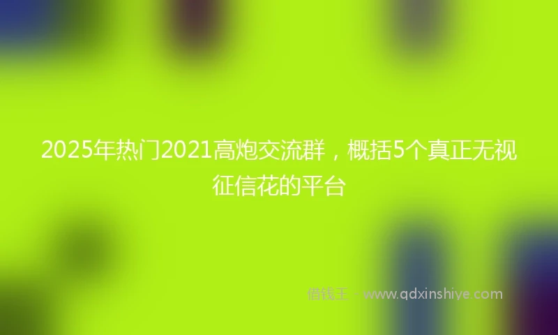 2025年热门2021高炮交流群，概括5个真正无视征信花的平台