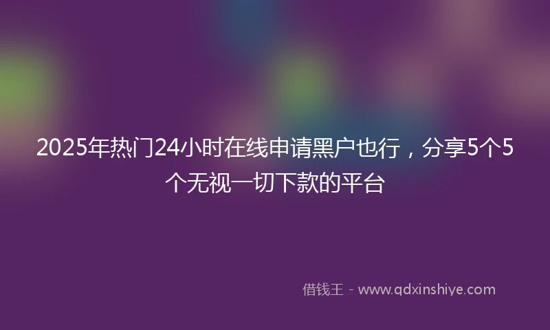 2025年热门24小时在线申请黑户也行，分享5个5个无视一切下款的平台
