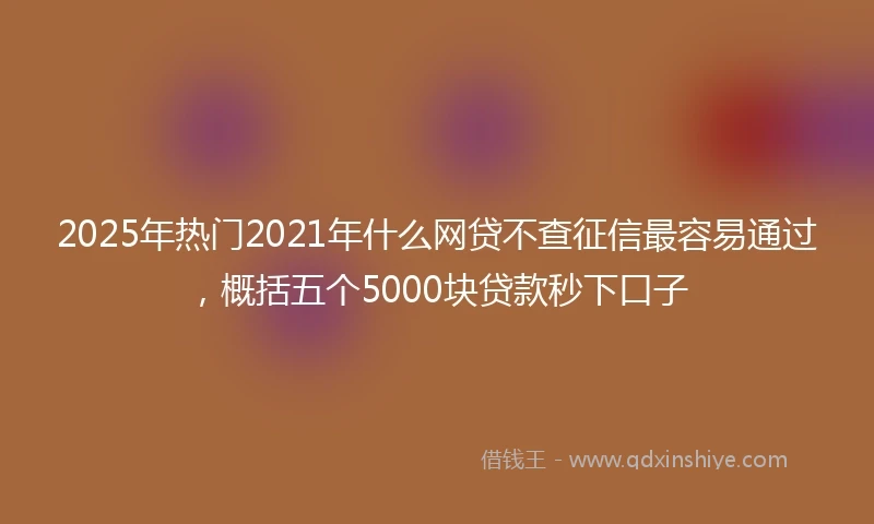 2025年热门2021年什么网贷不查征信最容易通过，概括五个5000块贷款秒下口子