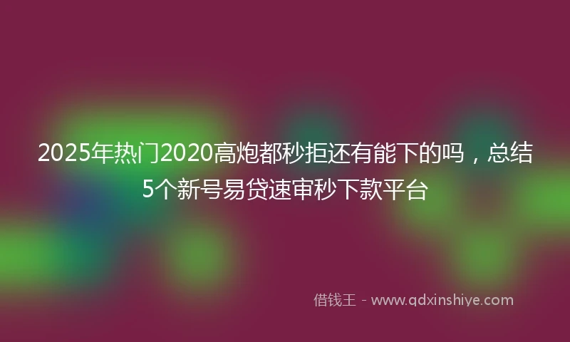 2025年热门2020高炮都秒拒还有能下的吗，总结5个新号易贷速审秒下款平台