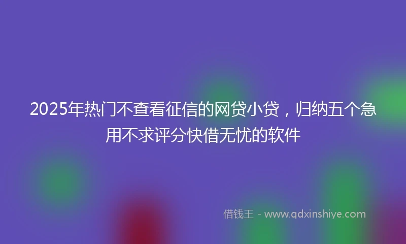 2025年热门不查看征信的网贷小贷，归纳五个急用不求评分快借无忧的软件