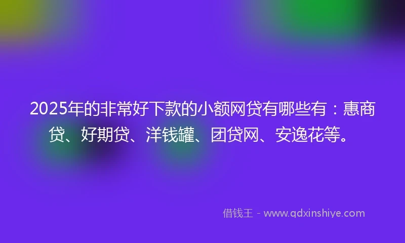2025年的非常好下款的小额网贷有哪些有：惠商贷、好期贷、洋钱罐、团贷网、安逸花等。