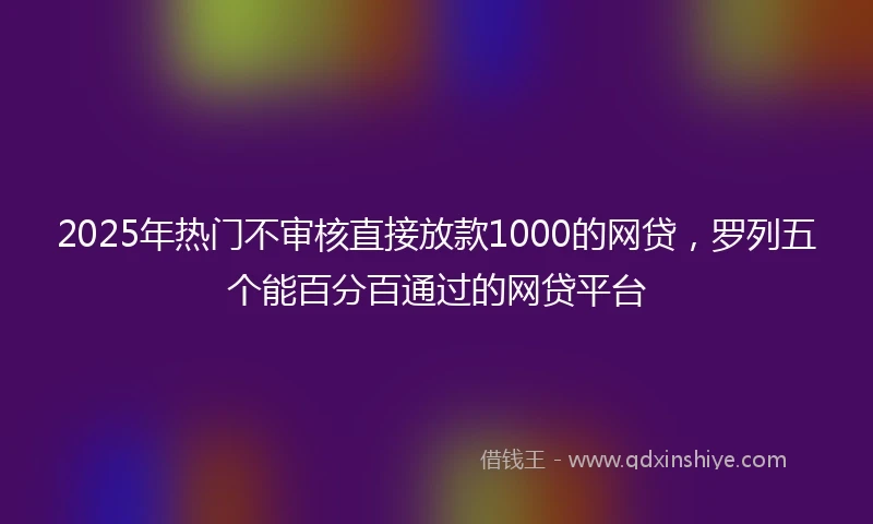 2025年热门不审核直接放款1000的网贷，罗列五个能百分百通过的网贷平台