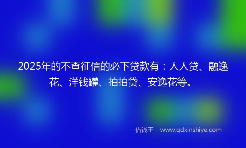 2025年的不查征信的必下贷款有：人人贷、融逸花、洋钱罐、拍拍贷、安逸花等。