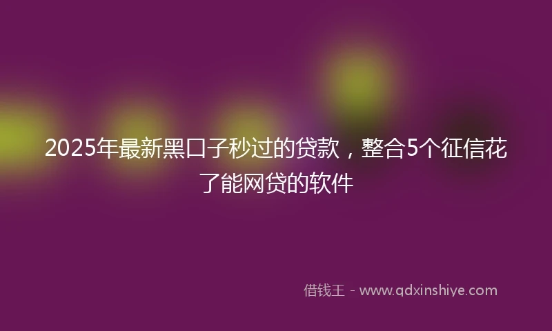 2025年最新黑口子秒过的贷款，整合5个征信花了能网贷的软件