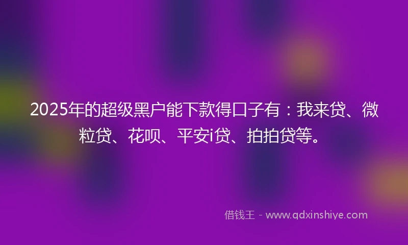 2025年的超级黑户能下款得口子有：我来贷、微粒贷、花呗、平安i贷、拍拍贷等。