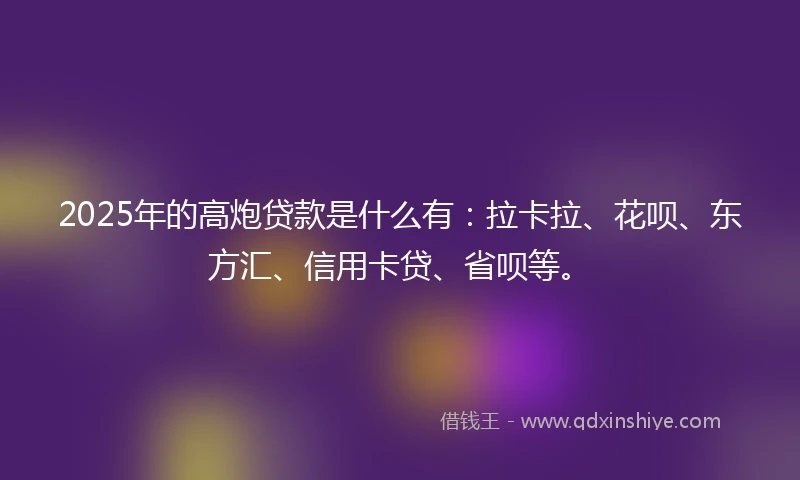 2025年的高炮贷款是什么有：拉卡拉、花呗、东方汇、信用卡贷、省呗等。