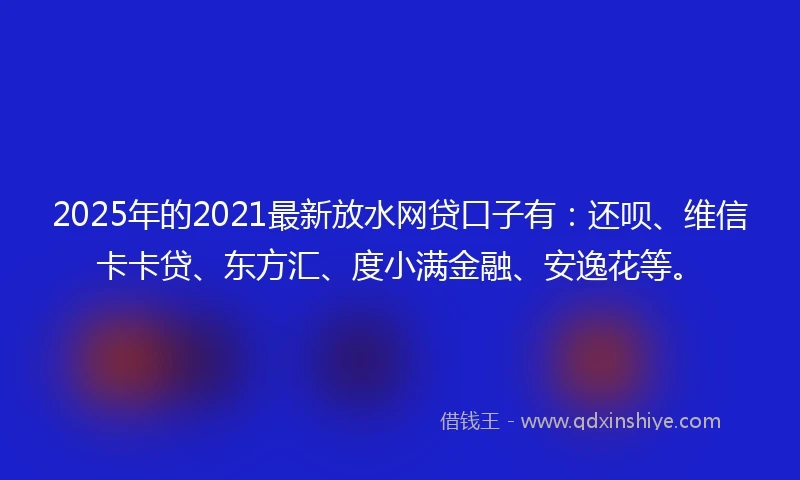 2025年的2021最新放水网贷口子有：还呗、维信卡卡贷、东方汇、度小满金融、安逸花等。