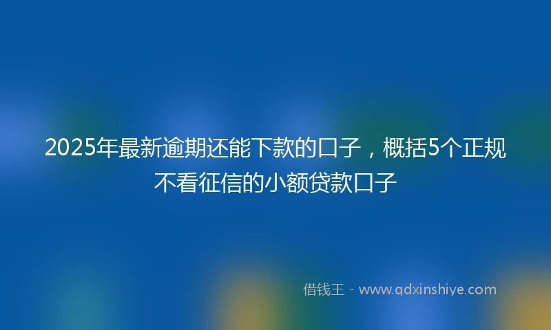 2025年最新逾期还能下款的口子，概括5个正规不看征信的小额贷款口子