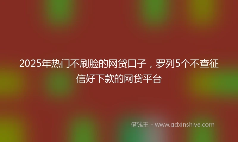 2025年热门不刷脸的网贷口子，罗列5个不查征信好下款的网贷平台