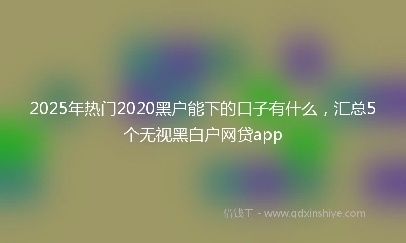 2025年热门2020黑户能下的口子有什么，汇总5个无视黑白户网贷app