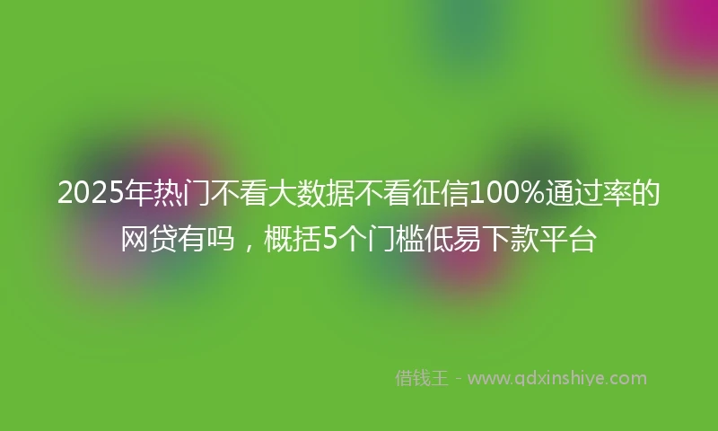 2025年热门不看大数据不看征信100%通过率的网贷有吗，概括5个门槛低易下款平台