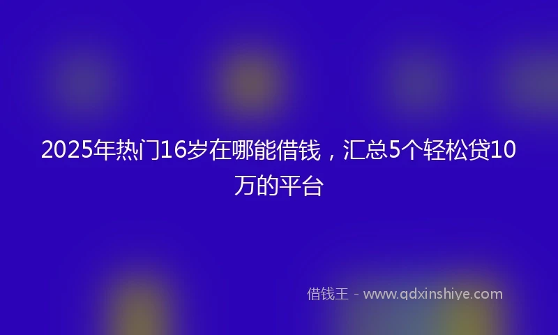 2025年热门16岁在哪能借钱，汇总5个轻松贷10万的平台