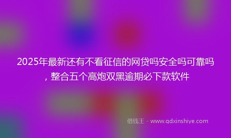 2025年最新还有不看征信的网贷吗安全吗可靠吗，整合五个高炮双黑逾期必下款软件