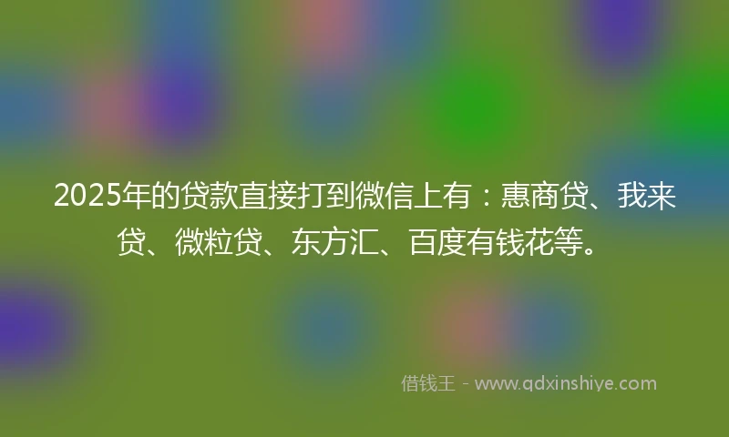2025年的贷款直接打到微信上有：惠商贷、我来贷、微粒贷、东方汇、百度有钱花等。
