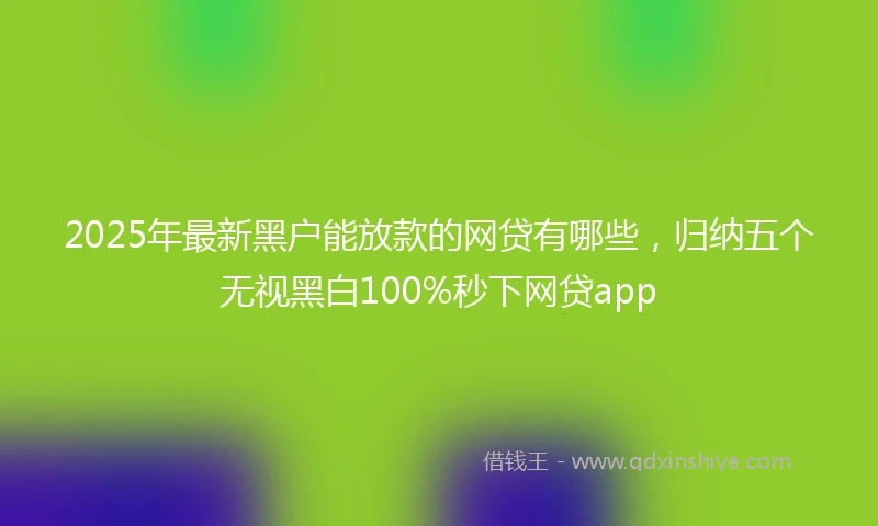 2025年最新黑户能放款的网贷有哪些，归纳五个无视黑白100%秒下网贷app