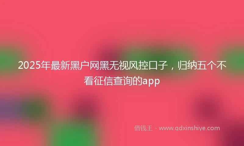 2025年最新黑户网黑无视风控口子，归纳五个不看征信查询的app