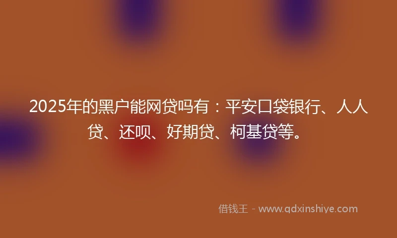 2025年的黑户能网贷吗有：平安口袋银行、人人贷、还呗、好期贷、柯基贷等。
