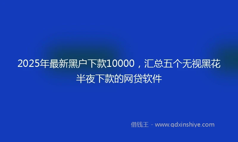 2025年最新黑户下款10000，汇总五个无视黑花半夜下款的网贷软件
