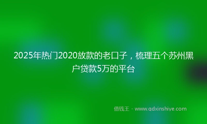 2025年热门2020放款的老口子，梳理五个苏州黑户贷款5万的平台