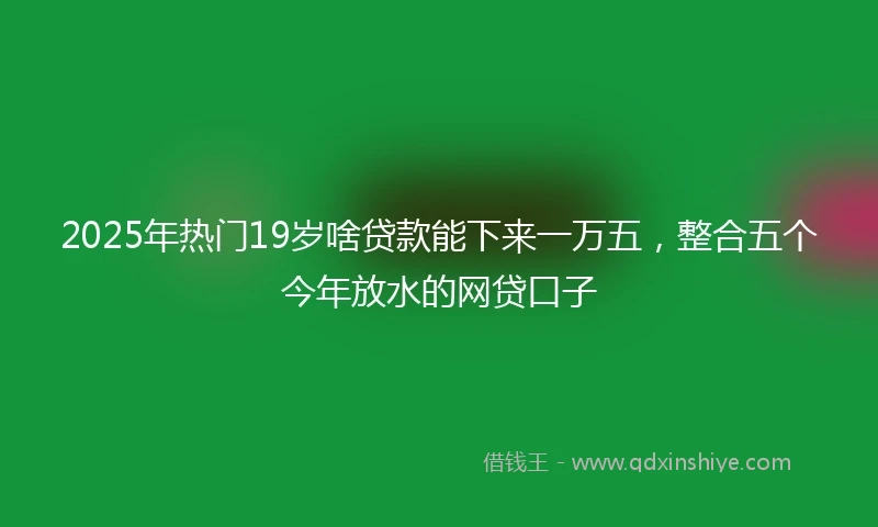 2025年热门19岁啥贷款能下来一万五，整合五个今年放水的网贷口子
