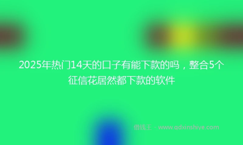 2025年热门14天的口子有能下款的吗，整合5个征信花居然都下款的软件
