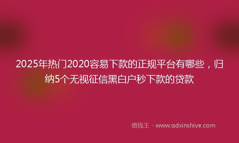 2025年热门2020容易下款的正规平台有哪些，归纳5个无视征信黑白户秒下款的贷款
