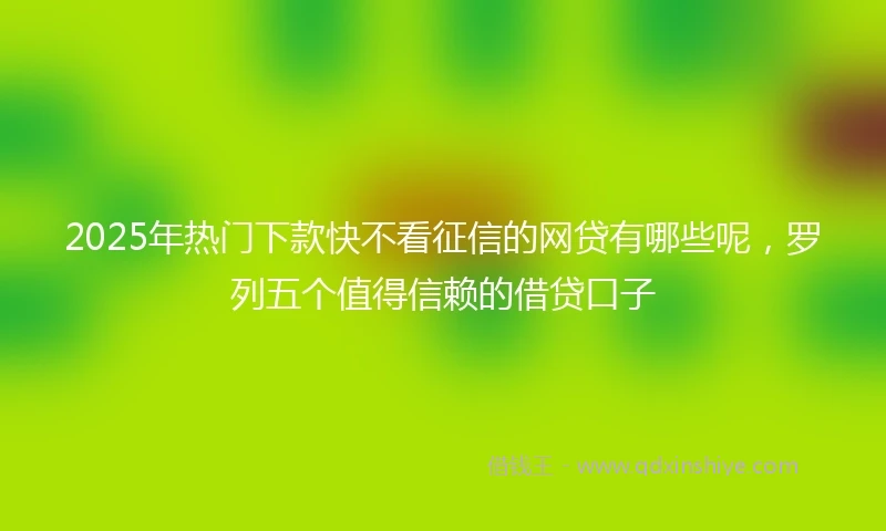 2025年热门下款快不看征信的网贷有哪些呢，罗列五个值得信赖的借贷口子