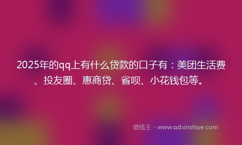 2025年的qq上有什么贷款的口子有：美团生活费、投友圈、惠商贷、省呗、小花钱包等。